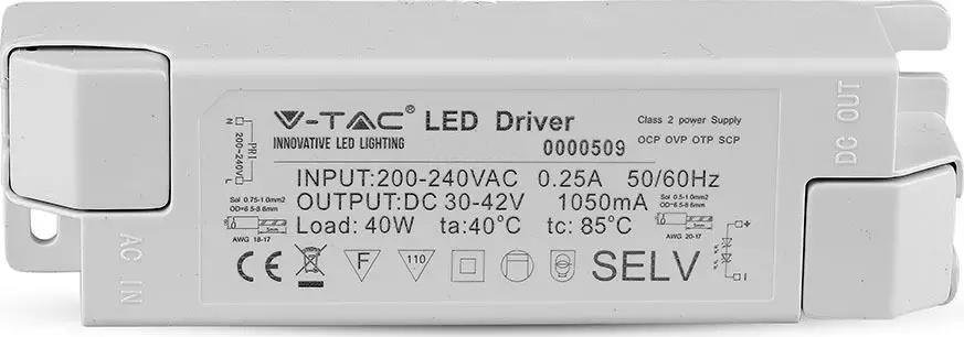V-TAC Zasilacz do Paneli LED 40W 1050mA DC:30-42V V-TAC
