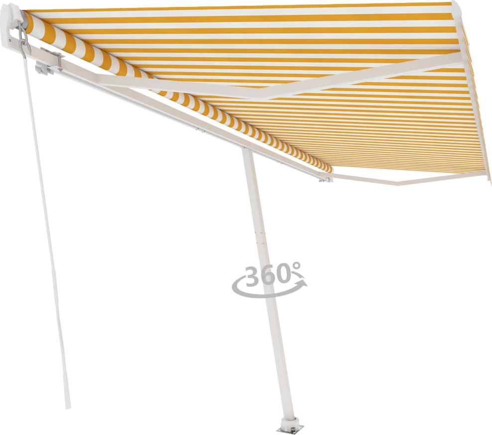 vidaXL Wolnostojąca, ręcznie zwijana markiza, 500x300 cm, żółto-biała