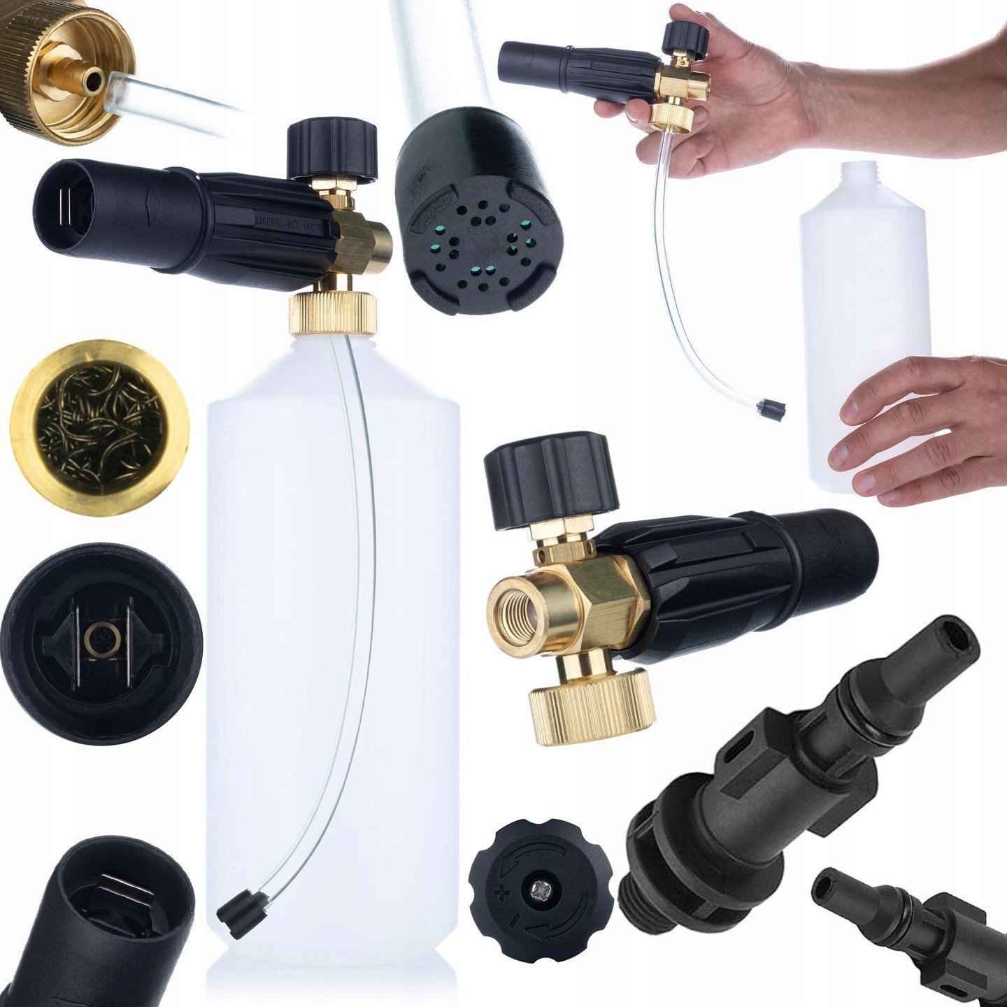 Rosfix Rosfix Pianownica S0401 1000ml do myjki ciśnieniowej G1/4F, dysza 1,23mm + Adapter / przejściówka do myjki ciśnieniowej Lavor na G1/4"M (plasti