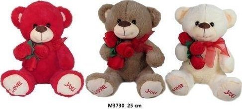 Miś z różą 25cm MIX