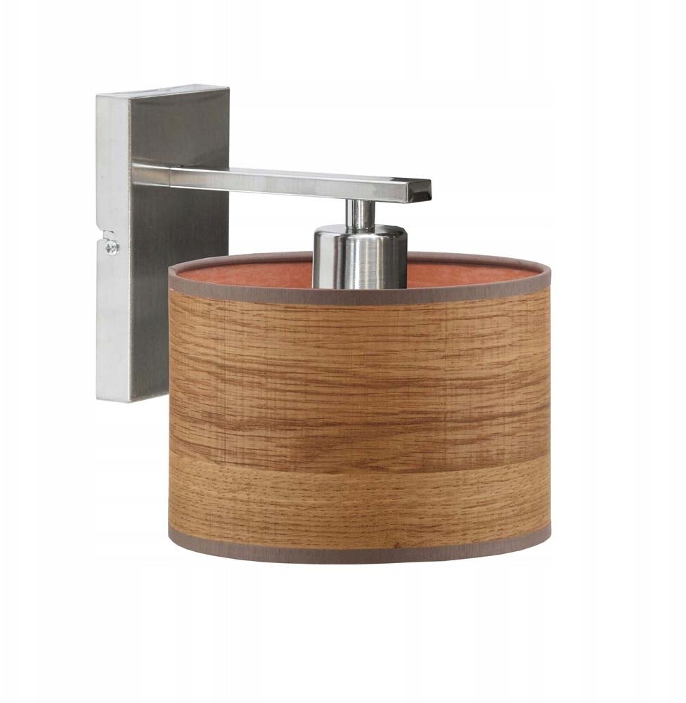 Designerski kinkiet ścienny LED do sypialni SPLIT ECO z fornirowym abażurem E27