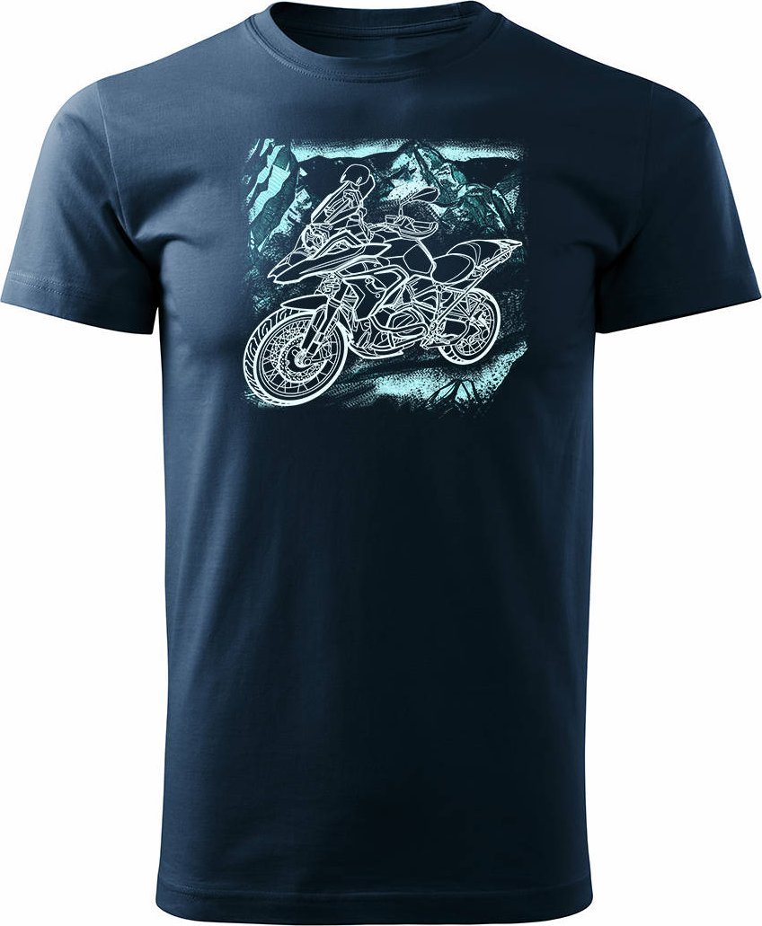 Topslang Koszulka motocyklowa z motocyklem na motor BMW GS 1250 ADVENTURE męska granatowa REGULAR S