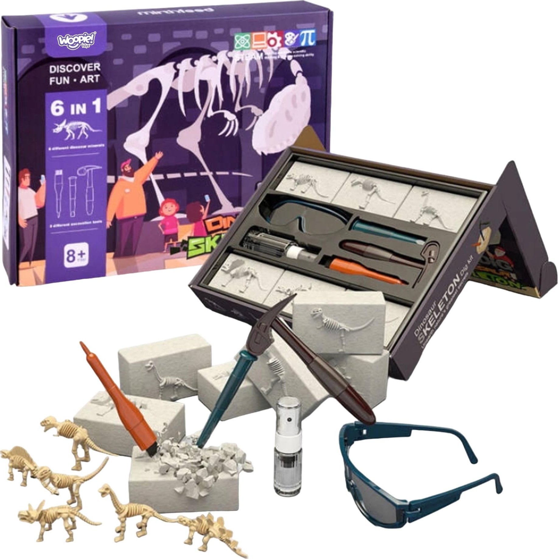 Woopie WOOPIE Wykopalisko "Mały Archeolog" 6 Szkieletów Dinozaurów