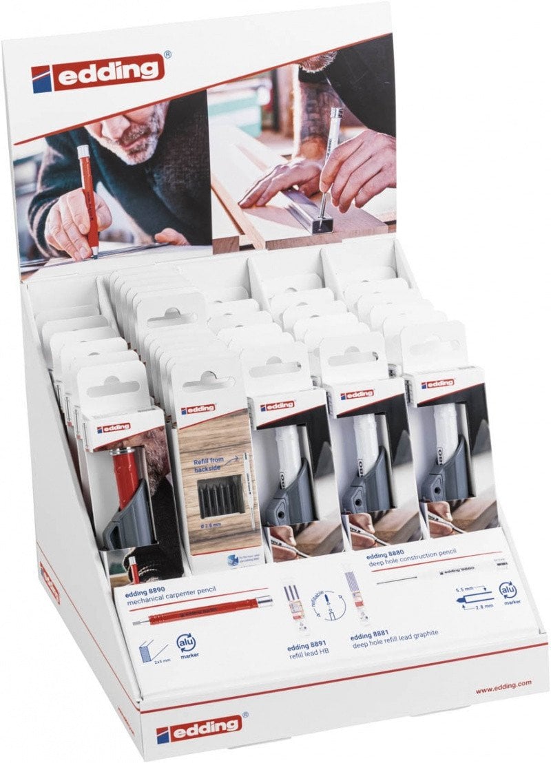 Ołówek budowlany e-8880 + ołówek stolarski e-8890 EDDING, 36 blistrów, display