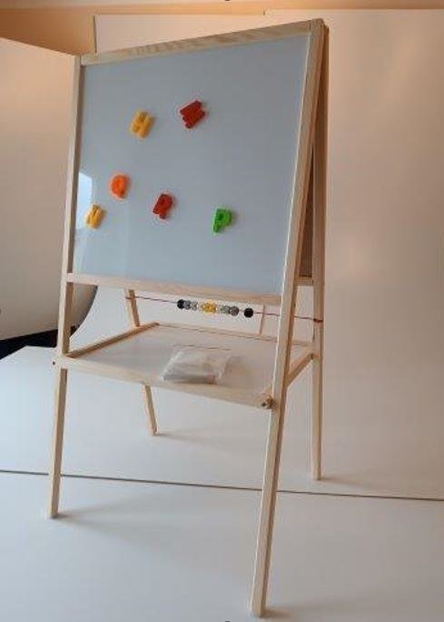 ExtraLink Tablica suchościeralna kredowa dwustronna z liczydłem półką naturalny 37 x 48 x 90 cm