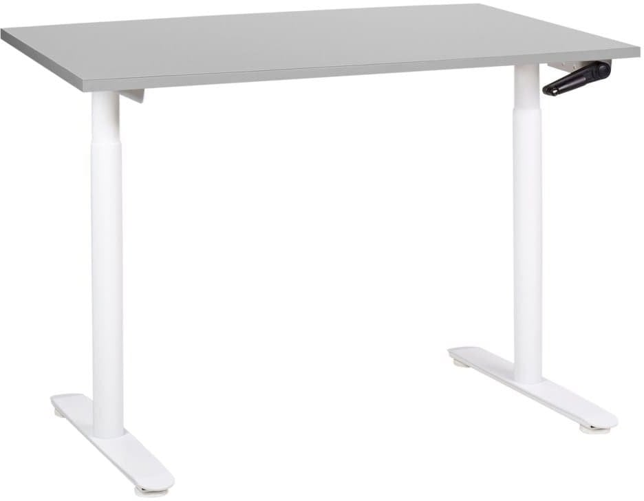 Biurko Beliani Biurko regulowane manualnie 120 x 72 cm szaro-białe DESTINAS