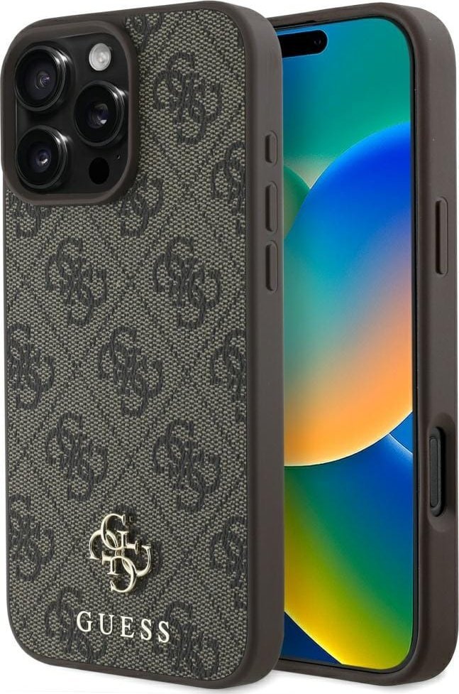 Guess Etui HC PU 4G Small 4G and Classic do iPhone 16 Pro MagSafe brązowy