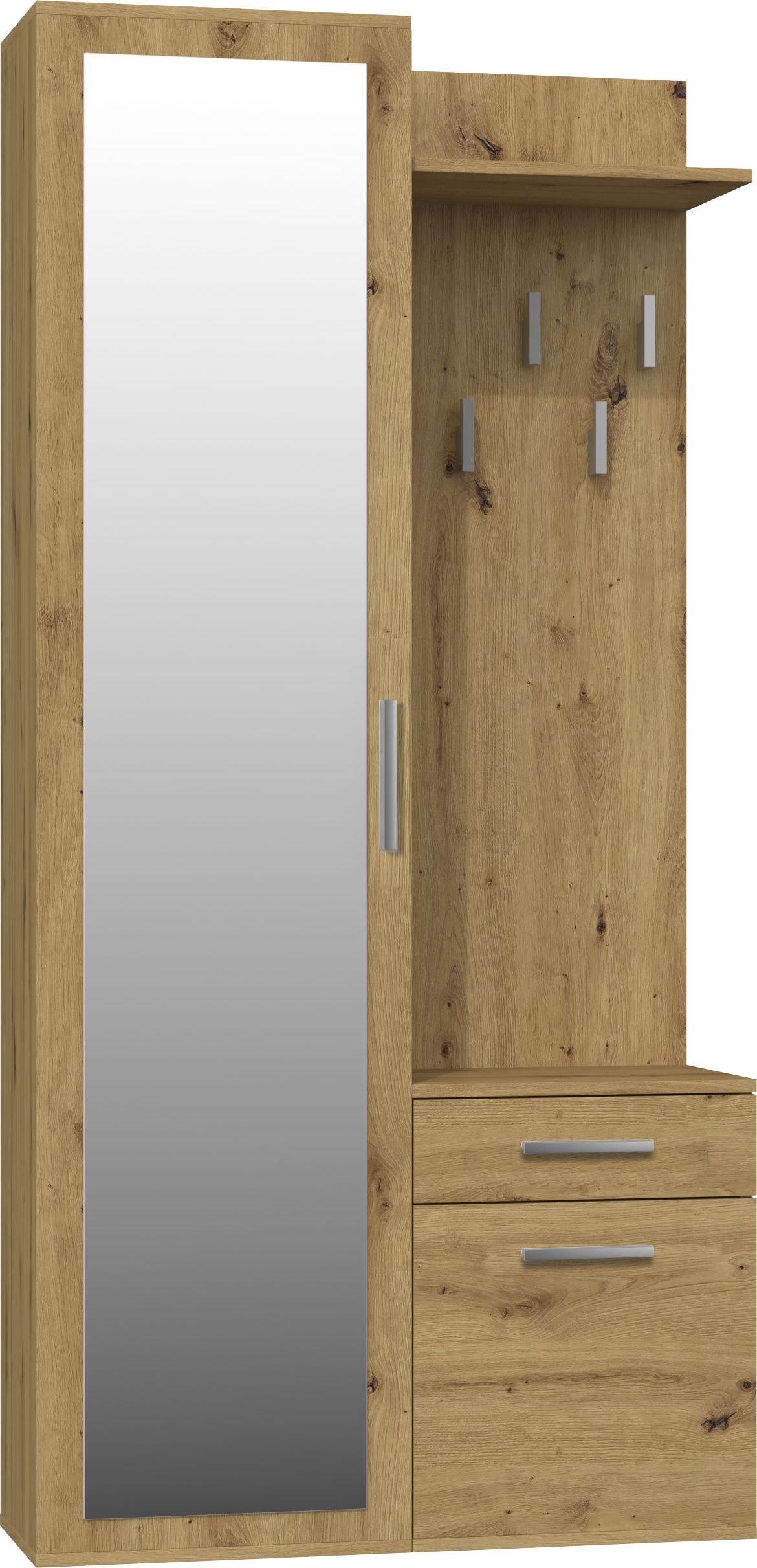 Topeshop GARDEROBA DUO SZAFA LUSTRO WIESZAK DĄB ARTISAN