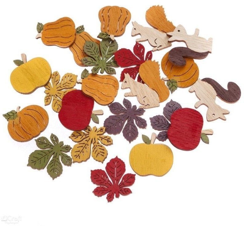 Samoprzylepne drewniane motywy jesienne 20szt