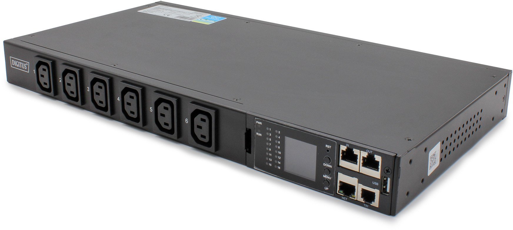 Listwa zasilająca SMART PDU 1U, gniazdo zasilające IEC320 C20 16A/250V, gniazda 12x C13, 16A