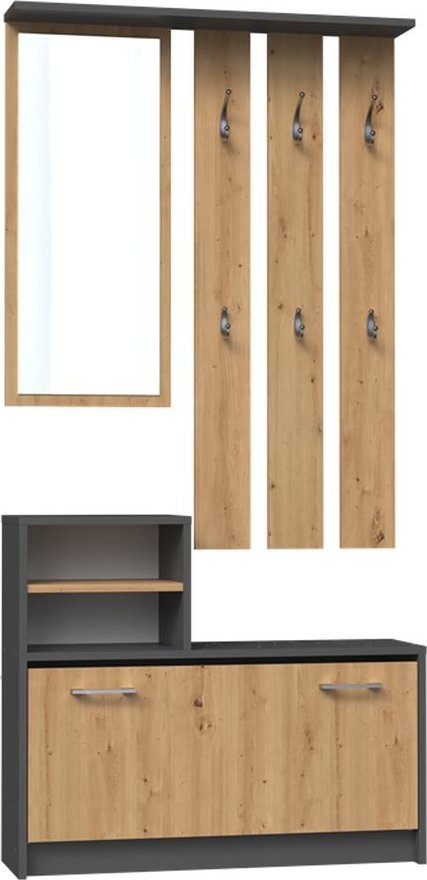 Topeshop Garderoba do przedpokoju, szafka, 85x24x160 cm, antracyt, dąb artisan