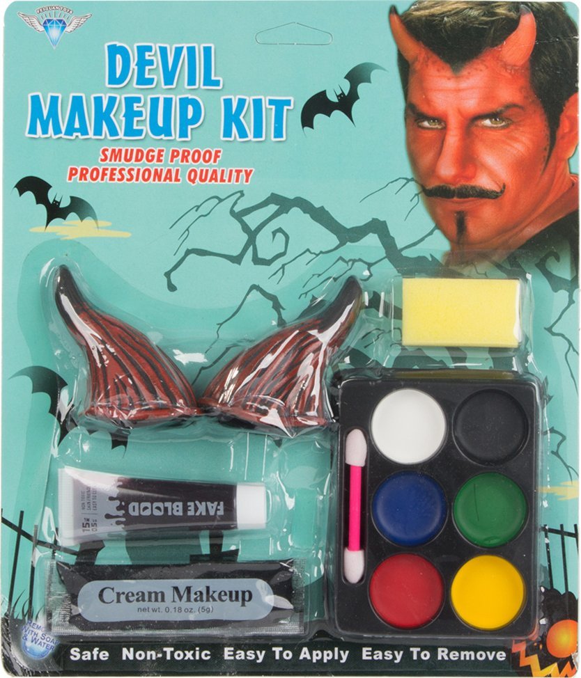 Verk Zestaw do makijażu twarzy diabeł devil na halloween makeup rogi przebranie Zestaw do makijażu twarzy diabeł devil na halloween makeup rogi przebr