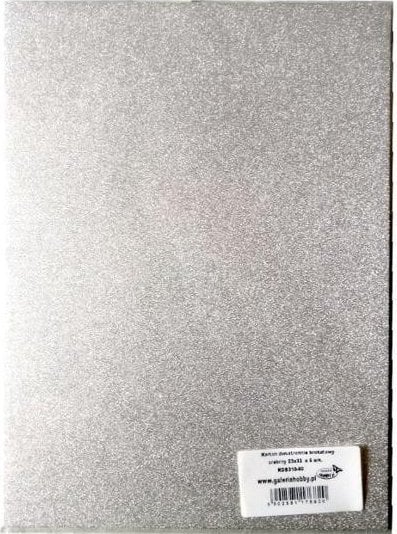 Karton brokatowy obustronny srebrny 23x33cm 5 ark