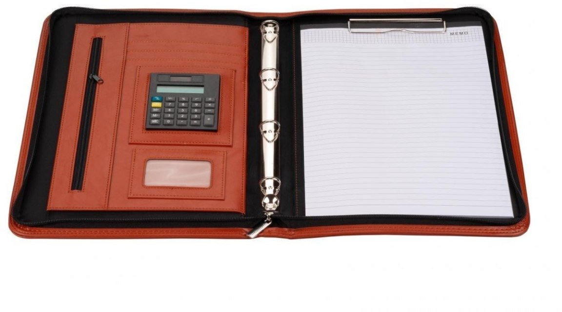 Teczka A4 na suwak z kalkulatorem brązowa