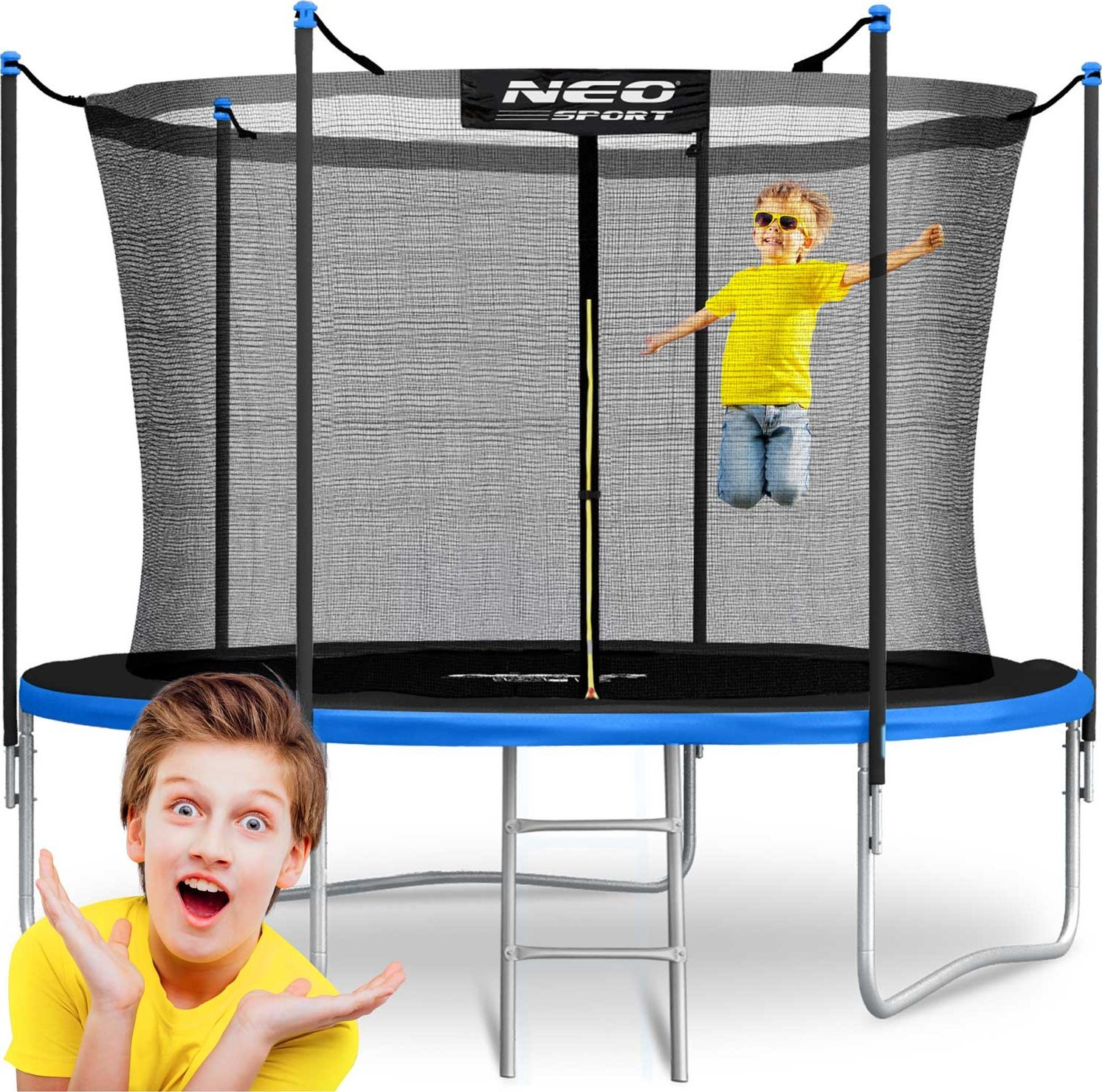 Trampolina ogrodowa Neo-Sport NeoSport Trampolina ogrodowa 10ft/312cm z siatką wewnętrzną i drabinką