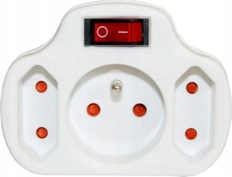 Rozgałęźnik 2-gniazdowy 2P+Z Biały z wyłącznikiem i uziemieniem