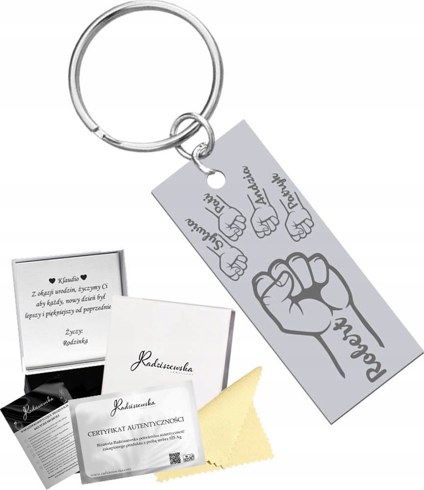 Radziszewska Jewellery Brelok do Kluczy dla Taty z Grawerem Tata Dzieci Prezent Dzień Ojca ŻYCZENI
