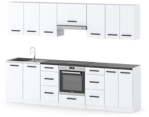 Meble Kuchenne Białe Nowoczesne Zestaw Roma 2.8m Modułowy Pojemna Kuchnia