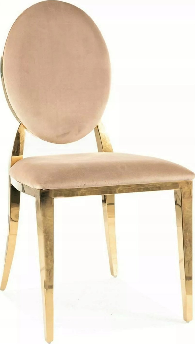Signal Krzesło glamour KING VELVET beżowe/złoty stelaż