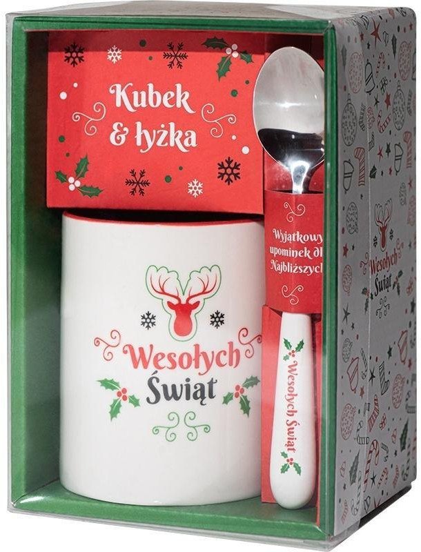Zestaw świąteczny kubek i łyżeczka Wesołych Świąt