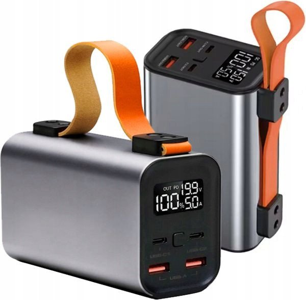 MOCNY POWERBANK 100W 30000mAh AMPEROMIERZ WOLTOMIERZ LATARKA LED 2xPD 2xUSB