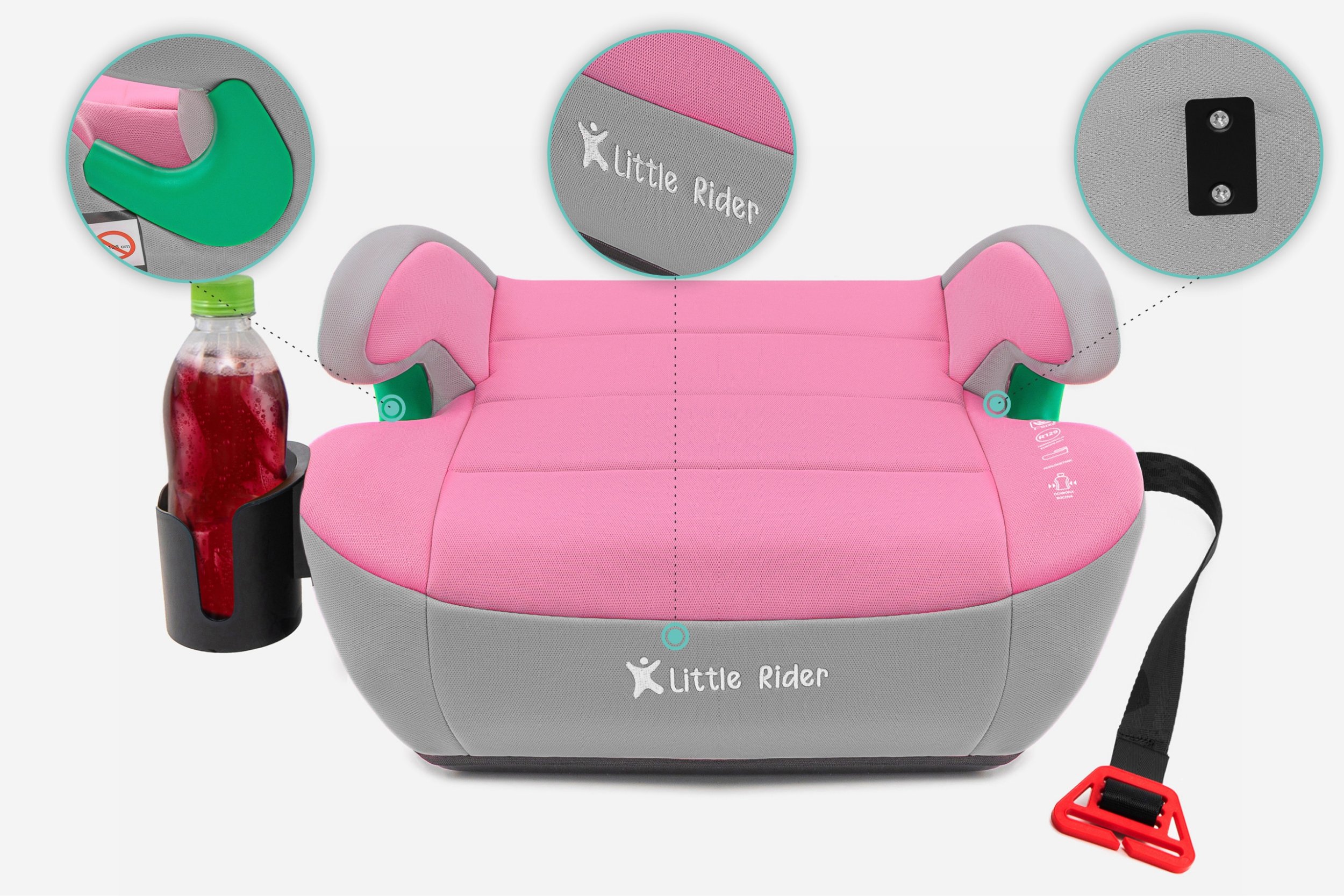 FOTELIK SAMOCHODOWY PODKŁADKA SIEDZISKO SZARO-RÓŻOWY R129 125-150 CM