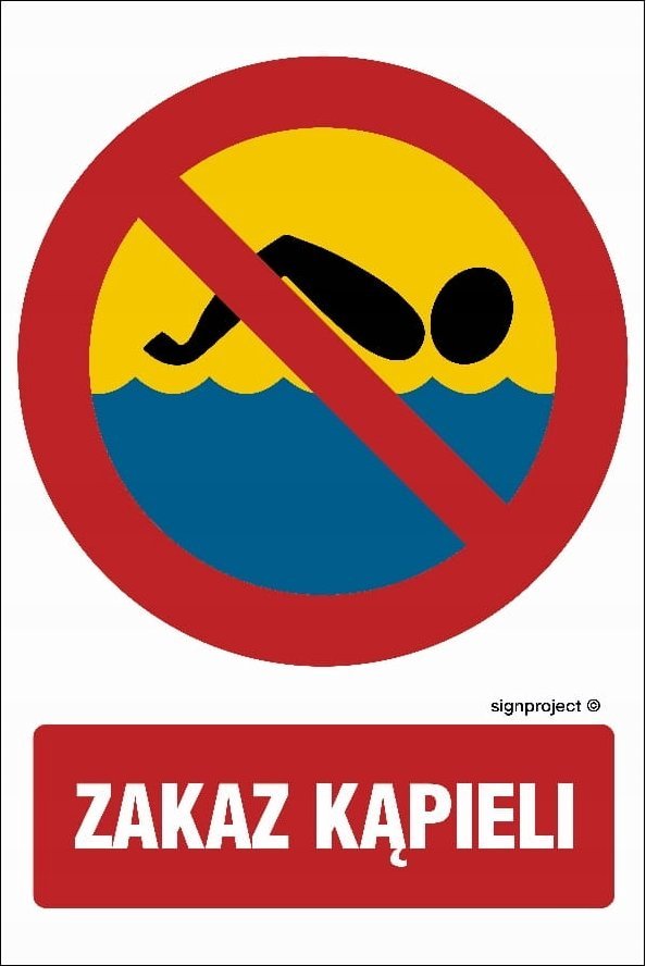 Mój dom Zakaz Kąpieli - Tablica Znak 20 X 30 Cm, Płyta Pcv Libres Polska Sp Sgp-Oe018_200X300_Pn 5904937429925