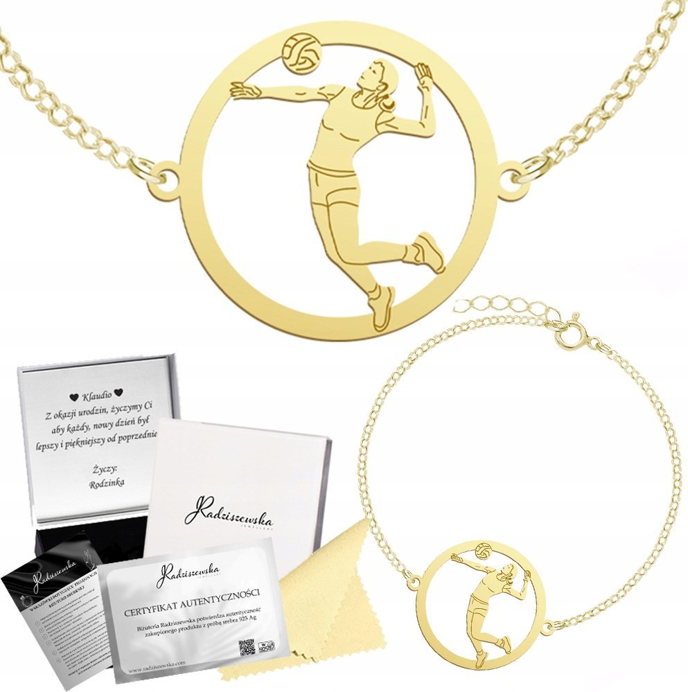 Radziszewska Jewellery Bransoletka Złota Siatkarka Siatkówka Srebro 925 Grawer Gratis Prezent