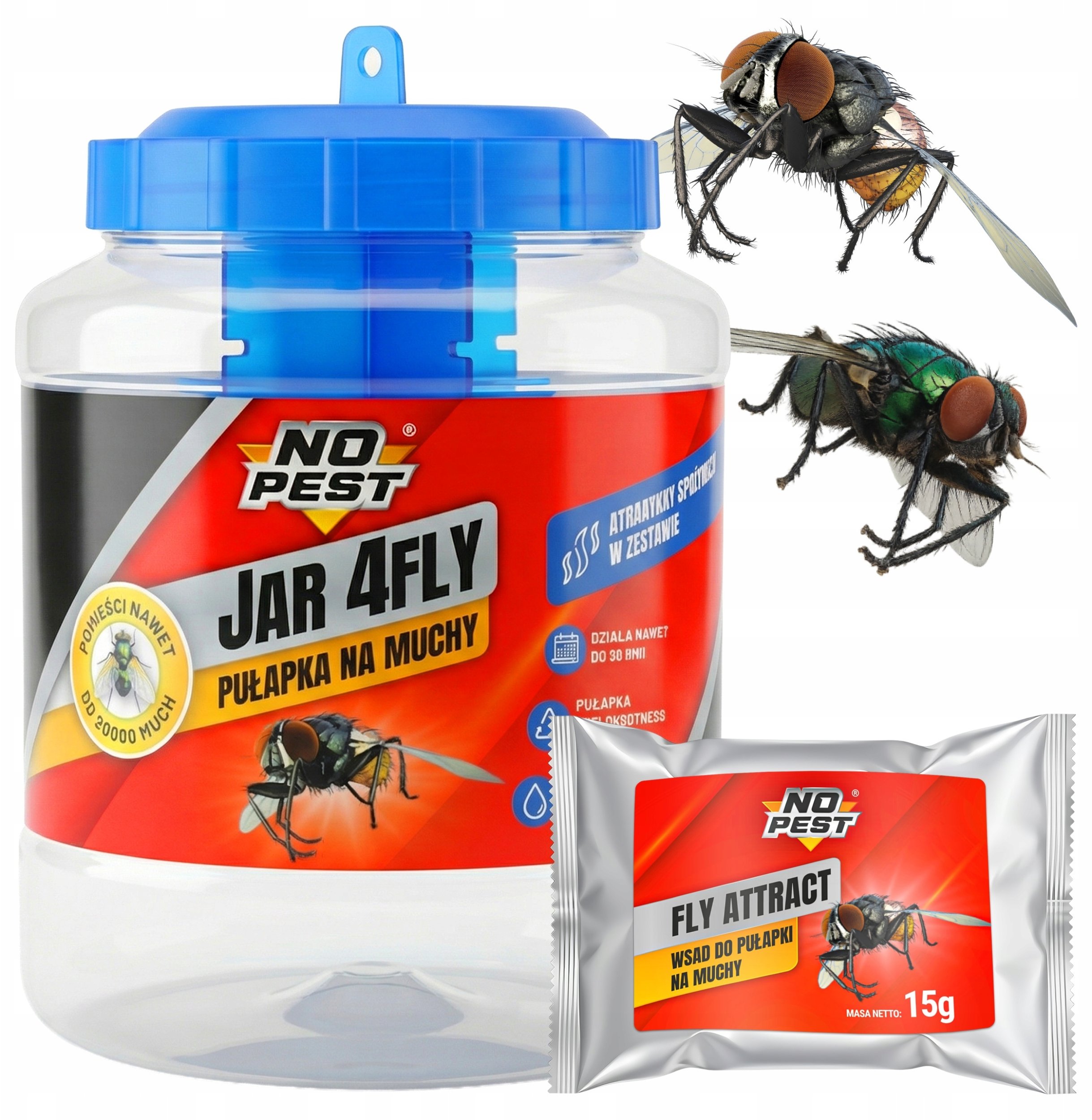 Pułapka na Muchy Osy Meszki Muszki z Wabikiem "Jar 4Fly" 1,7L