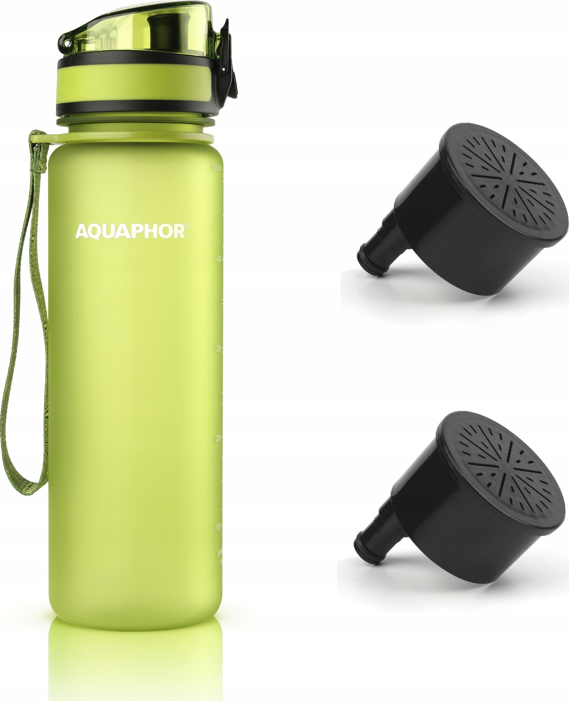 Butelka filtrująca Aquaphor City 500 ml + 2 filtry, zielona
