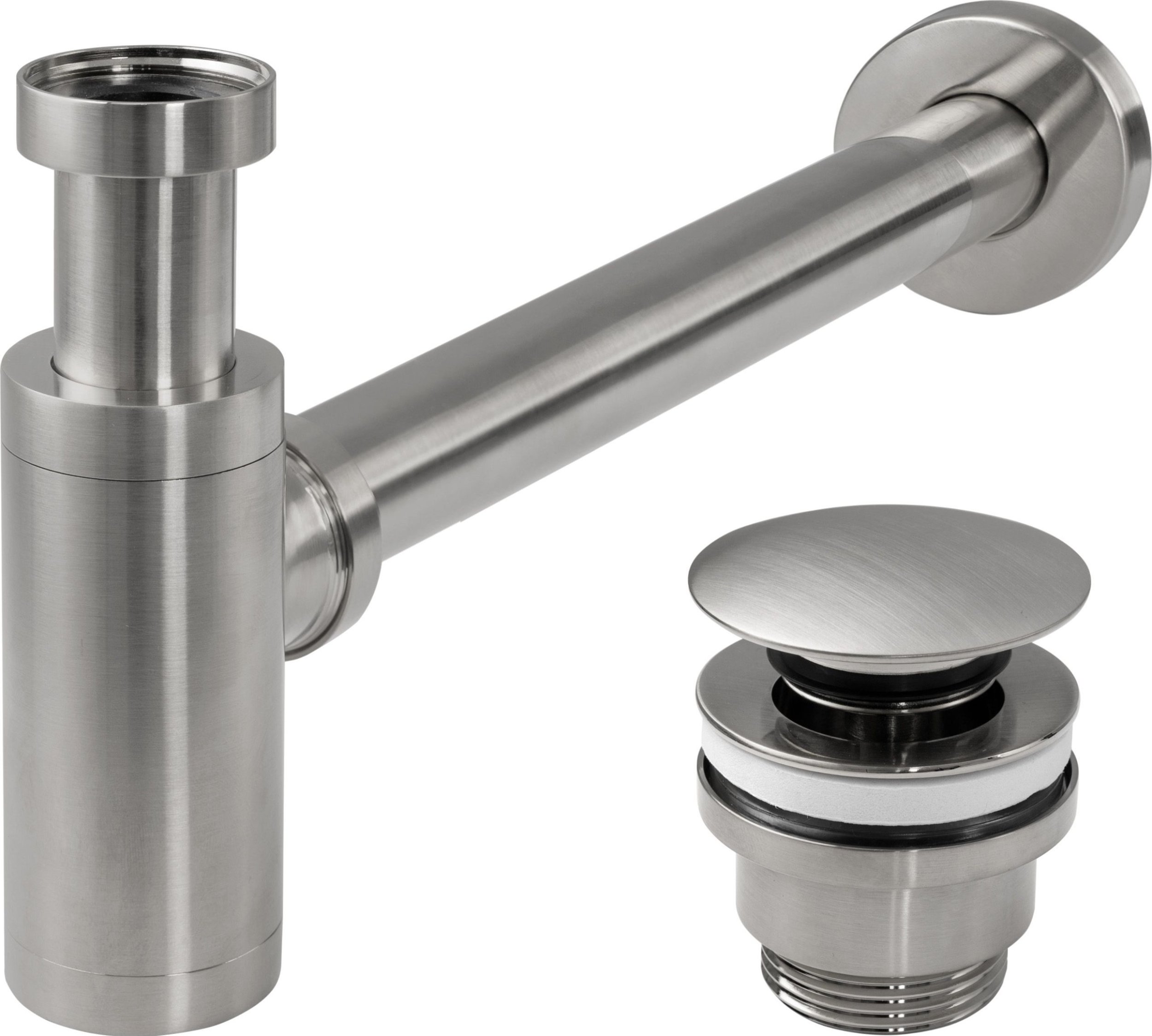 Rea Syfon umywalkowy Rea z korkiem klik-klak Rea NIKIEL SZCZOTKOWANY