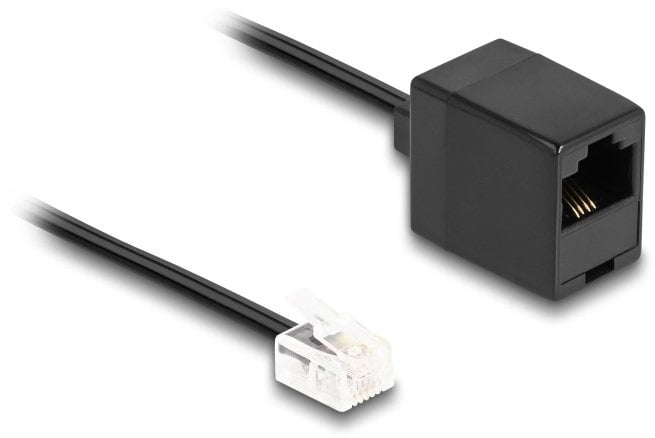 DeLOCK Telephone Cable RJ11 plug to RJ45 jack black 5 m, 5 m, RJ-11, RJ-45, Black, Male, Female