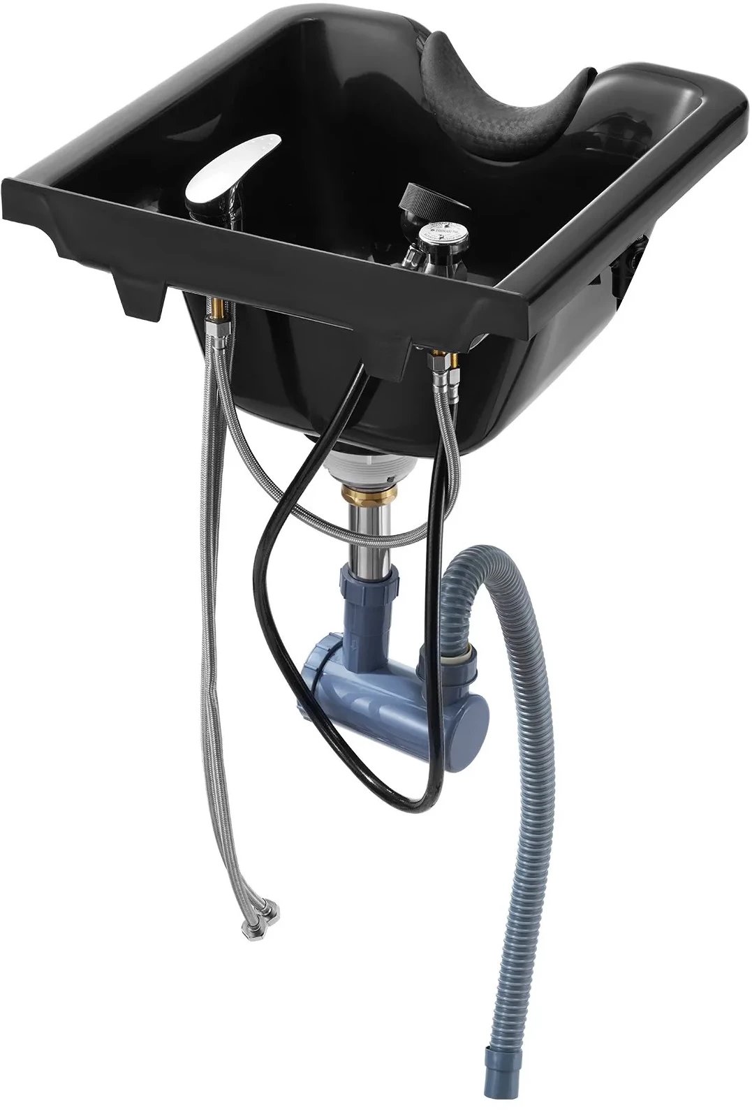 Miska basen do mycia włosów ABS czarna fryzjer i SPA z odpływem