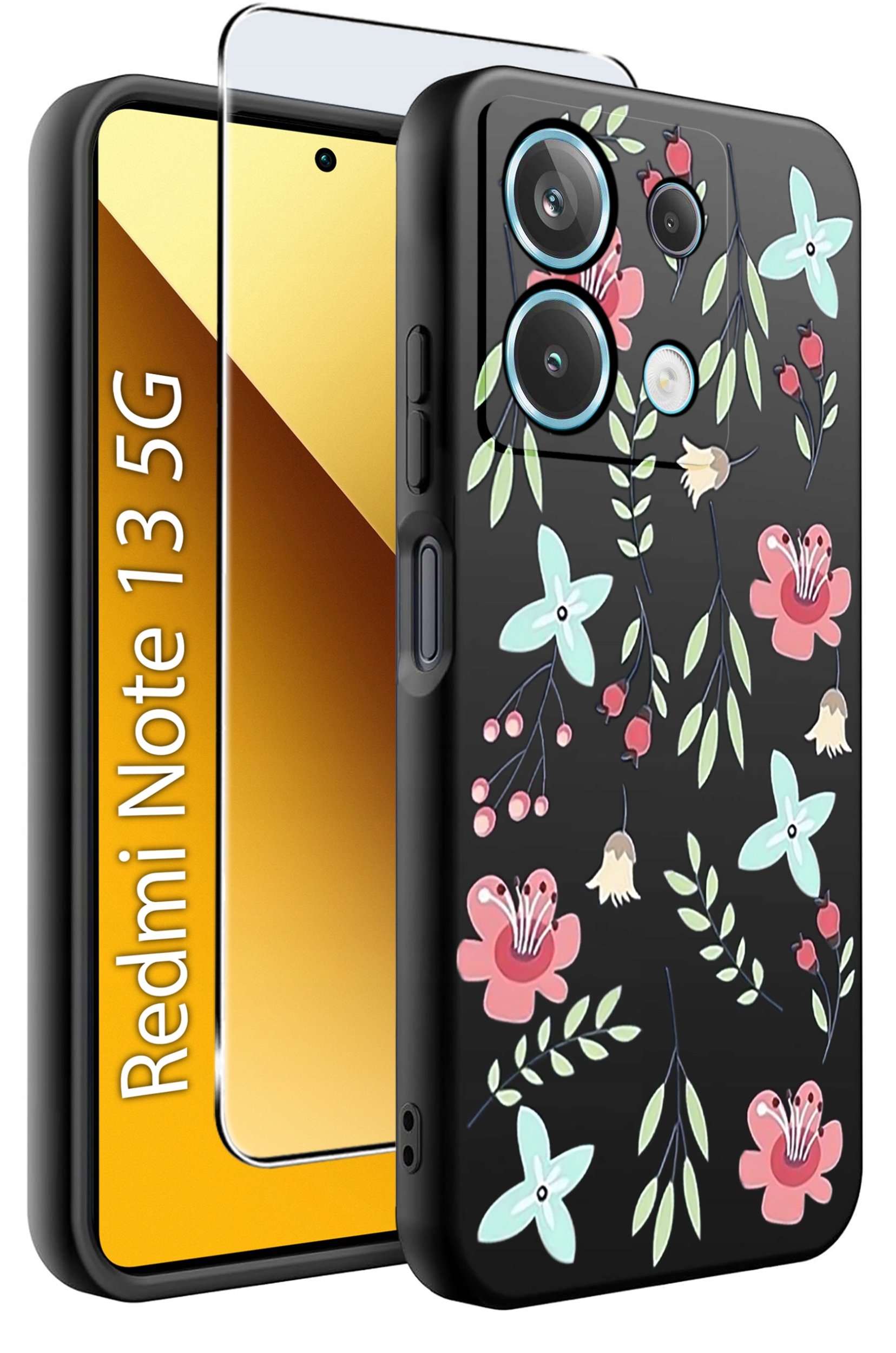 ETUI do Xiaomi Redmi Note 13 5G WZORY |SILIKONOWE MATT CASE +SZKŁO 9H