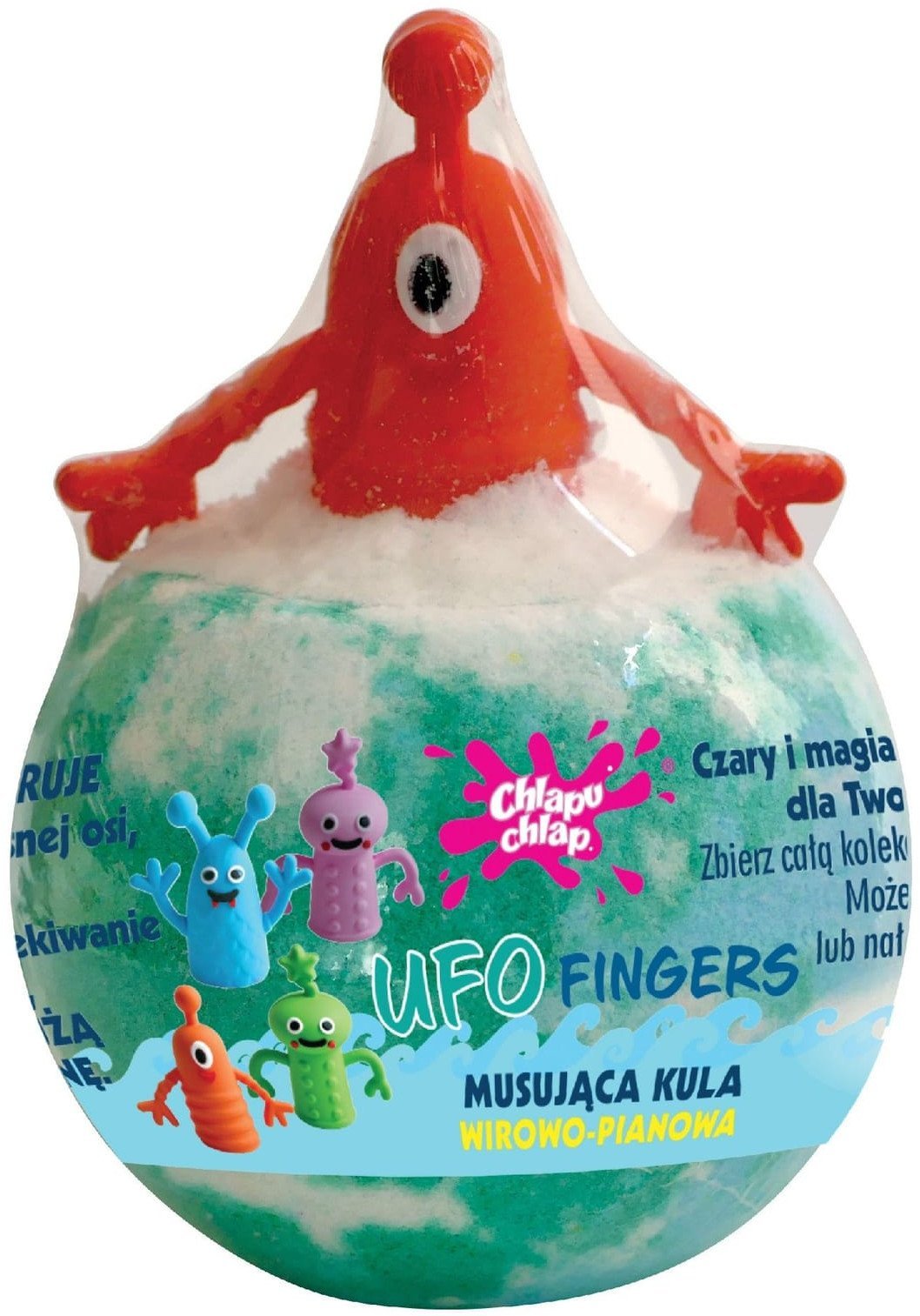 CHLAPU CHLAP Wirowo Pianowa Musująca Kula do kąpieli Ufo Fingers - zapach oranżady