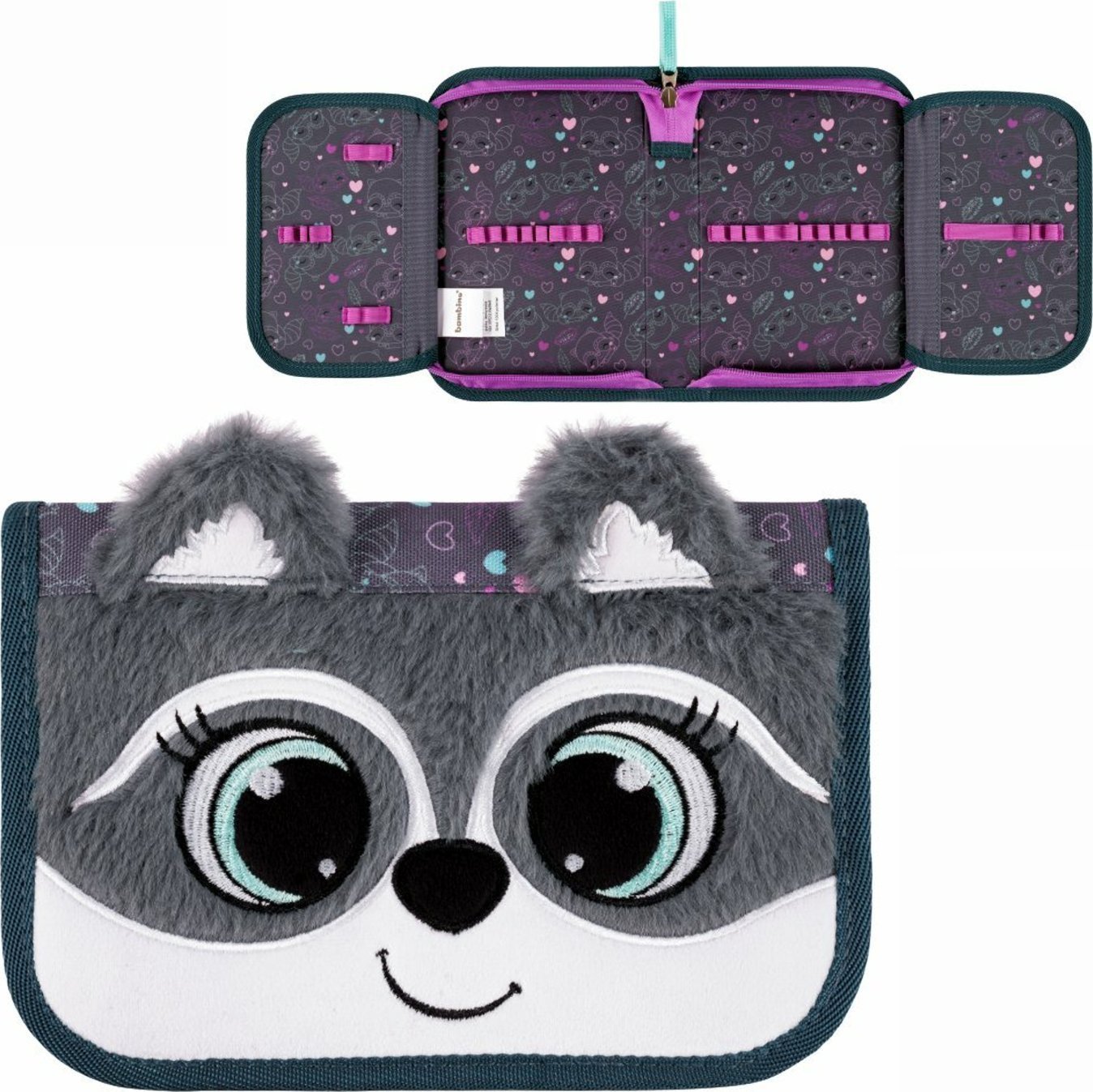 Piórnik Derform Piórnik dwuklapowy bez wyposażenia Bambino Racoon Szop pracz