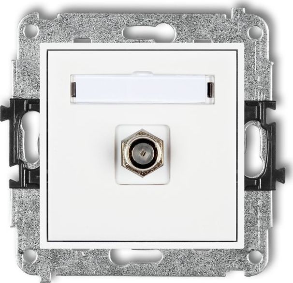 Karlik MINI Gniazdo antenowe pojedyncze typu F (SAT) niklowany biały MGF-1