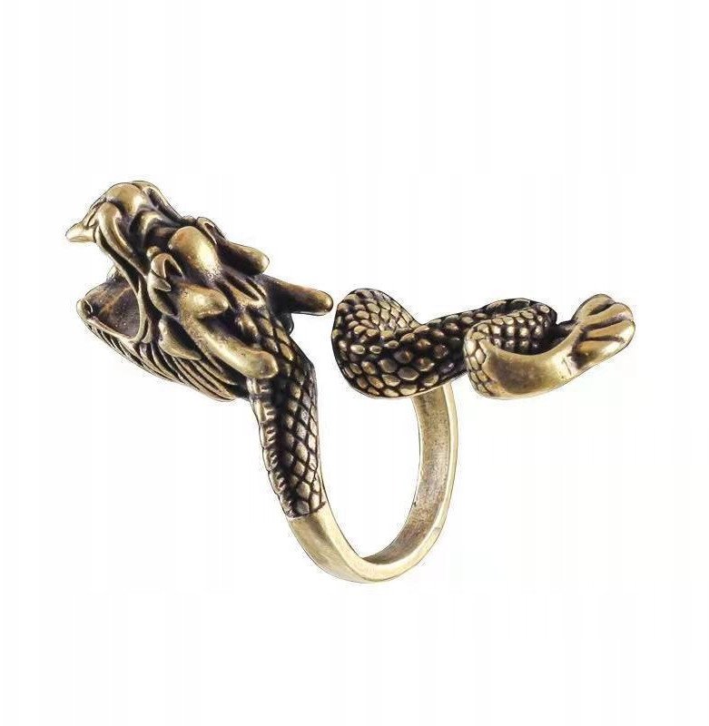 PIERŚCIEŃ Obrączka SYGNET SMOK Uchwyt na papierosa NA PALEC Uniwersalny