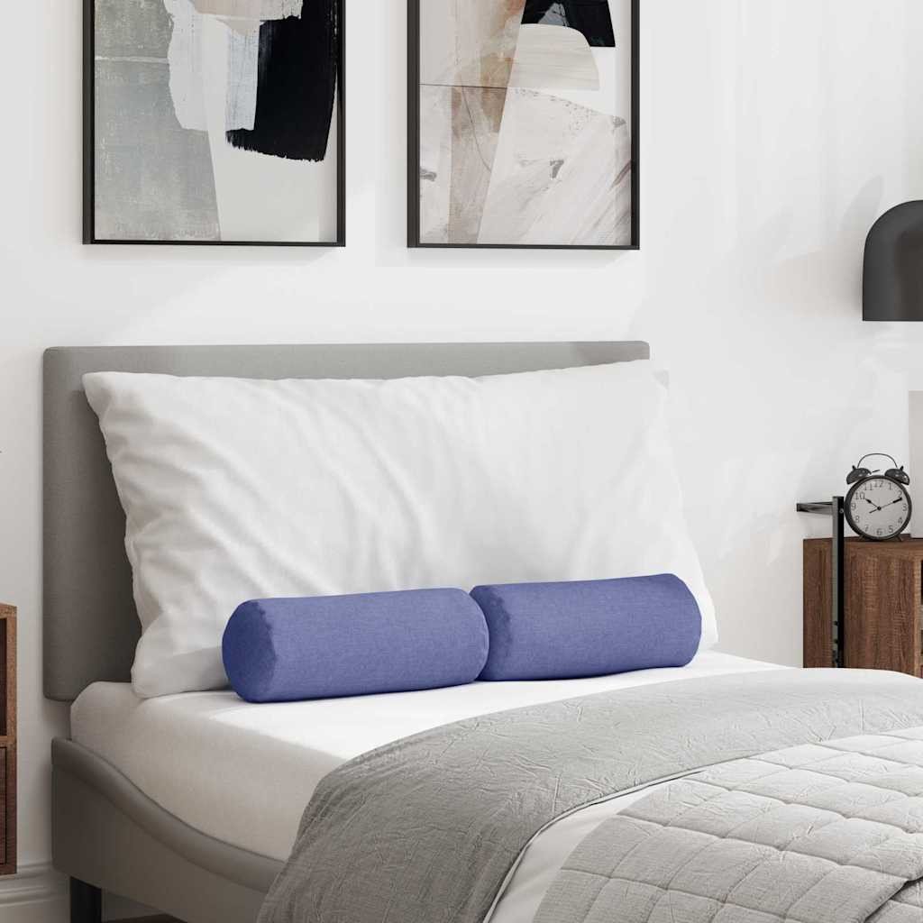 vidaXL Poduszki Wałkowe 2 pcs Niebieski dżins 15 x 40 cm tkanina