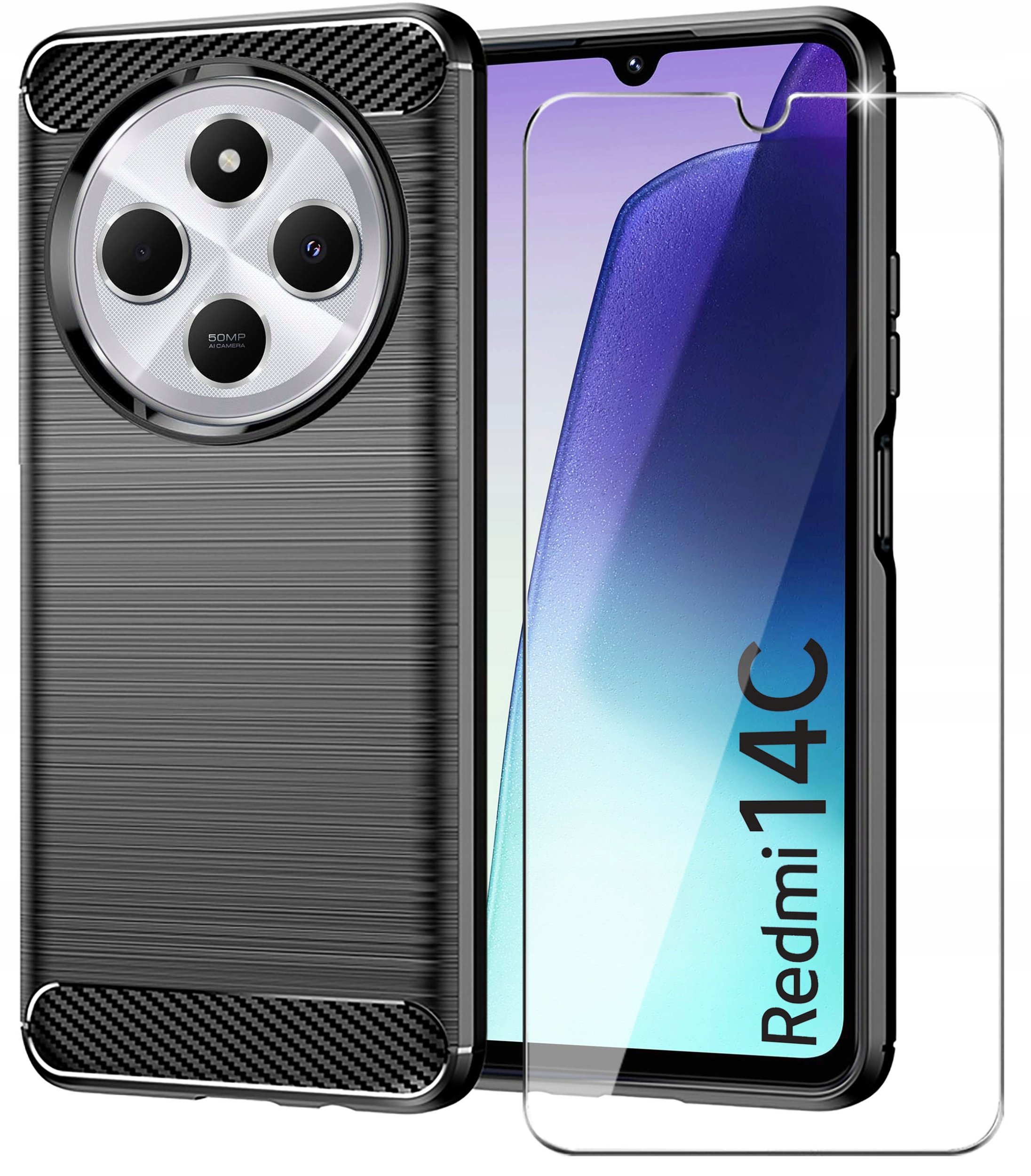 Etui do Xiaomi Redmi 14C Pancerne Carbon CASE + Szkło OCHRONNE 9H