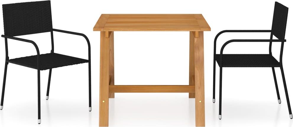 vidaXL 3-częściowy zestaw mebli ogrodowych, czarny