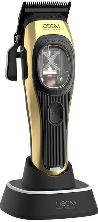 Profesionali plaukų kirpimo mašinėlė OSOM Professional PRIME Cordless Hair Clipper OSOMP01GOLD, aukso spalvos