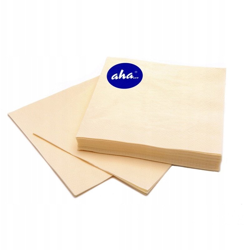 Serwetki AHA, 3-warstwowe, składanie 1/4, 33x33cm, 20 szt., szampańskie