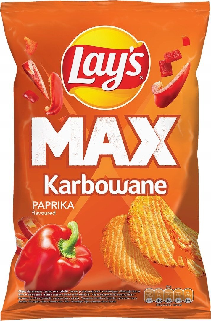 LAYs Lay's Max Chipsy ziemniaczane karbowane o smaku papryki 120 g