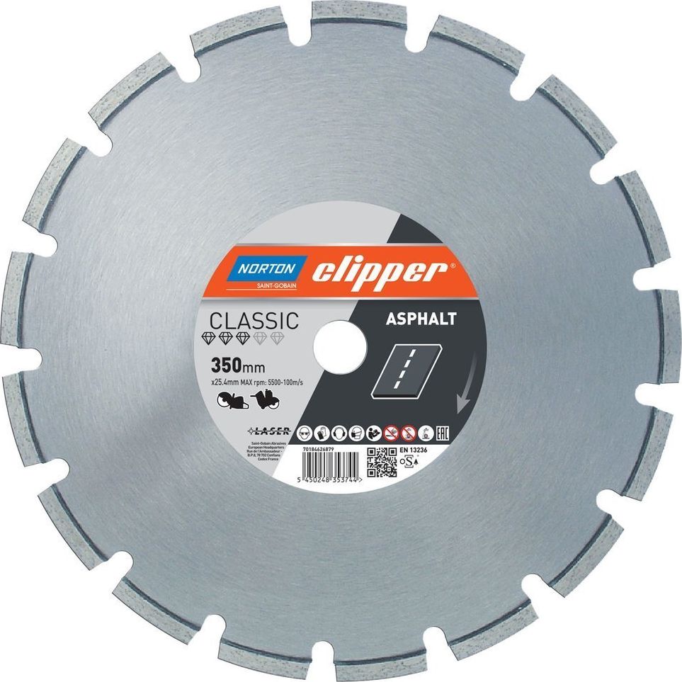 Norton Clipper NORTON CLIPPER TARCZA DIAMENTOWA NORTON CLASSIC ASPHALT LASER 350 MM X 25,4 MM DO ASFALTU do NORTON CLIPPER C51