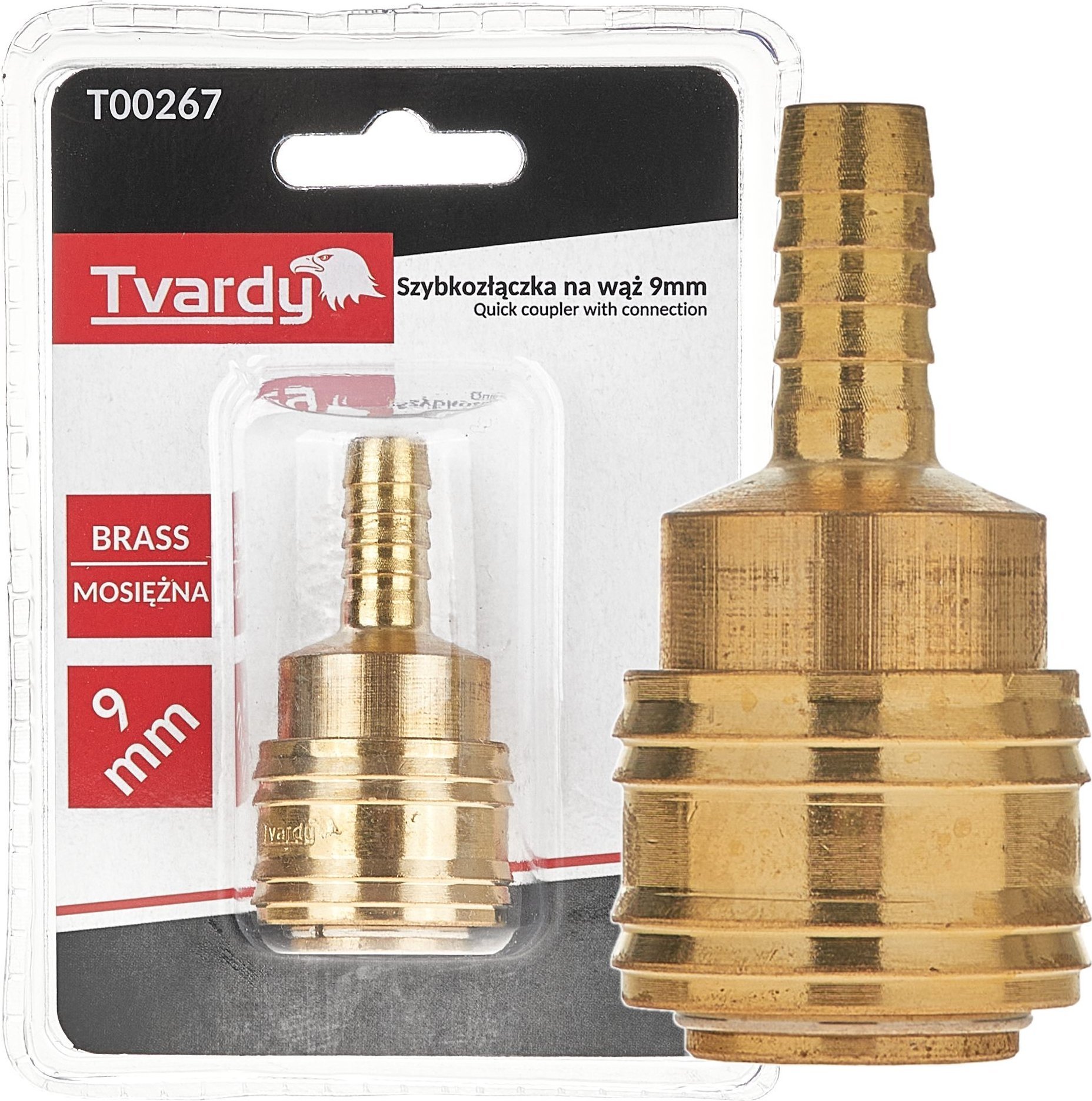 Szybkozłączka mosiężna na wąż 9mm typ żeński (1/10/100)