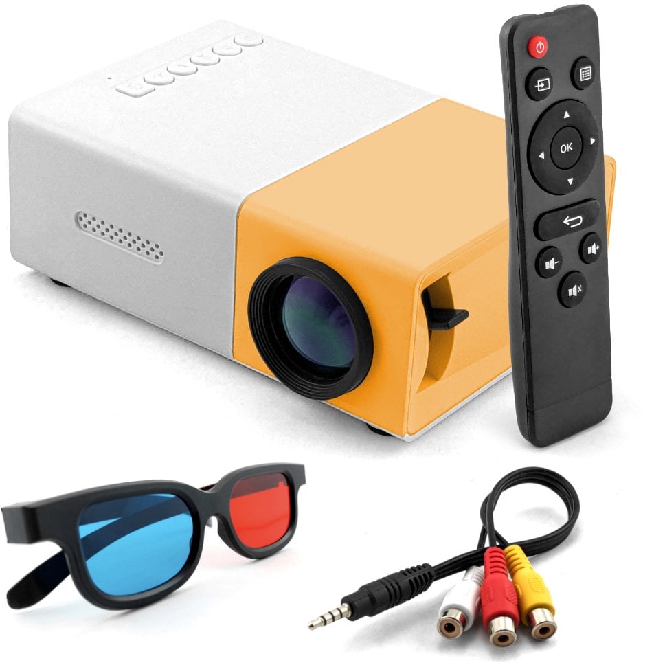 Mini Projektor Multimedialny LED HD USB Micro SD Głośnik Pilot Okulary 3D