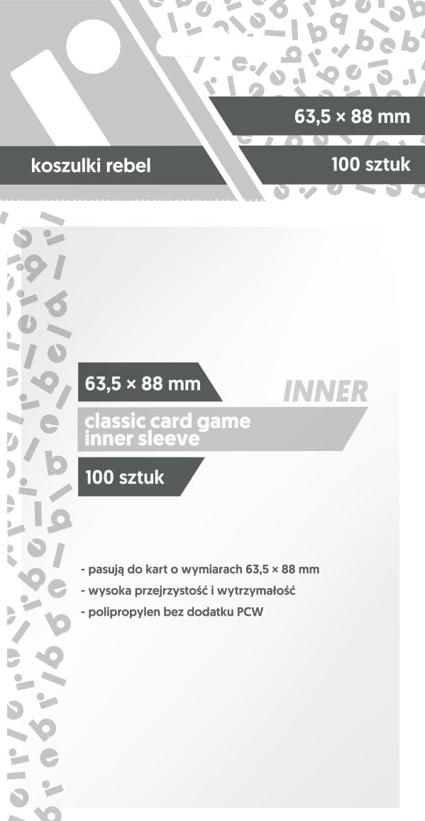 Rebel Koszulki na karty Rebel (63,5x88 mm) "Classic Card Game Inner Sleeve", 100 sztuk