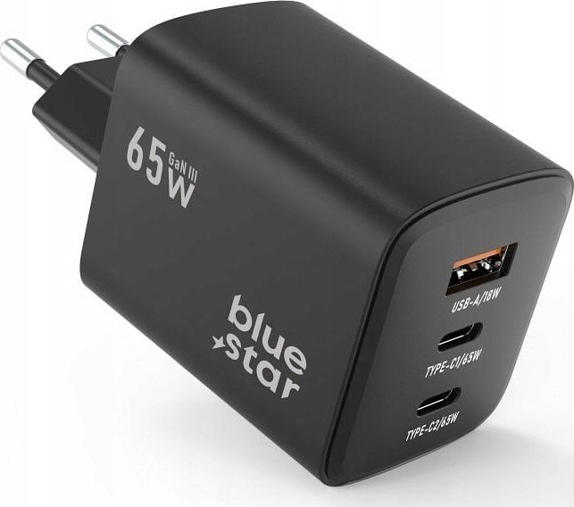 Ładowarka Blue Star BLUE STAR ładowarka sieciowa GaN 4A 65W 2 x Typ C + USB A PD QC4.0 VT-43 czarna