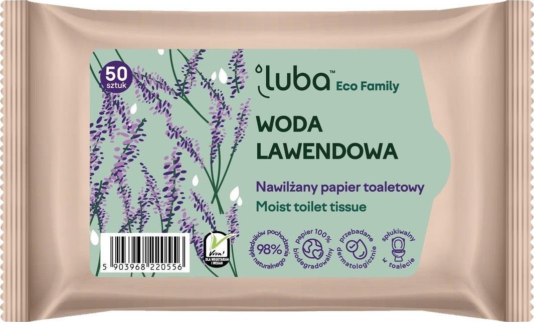 Luba Eco Family nawilżany papier toaletowy z Wodą Lawendową 50szt.